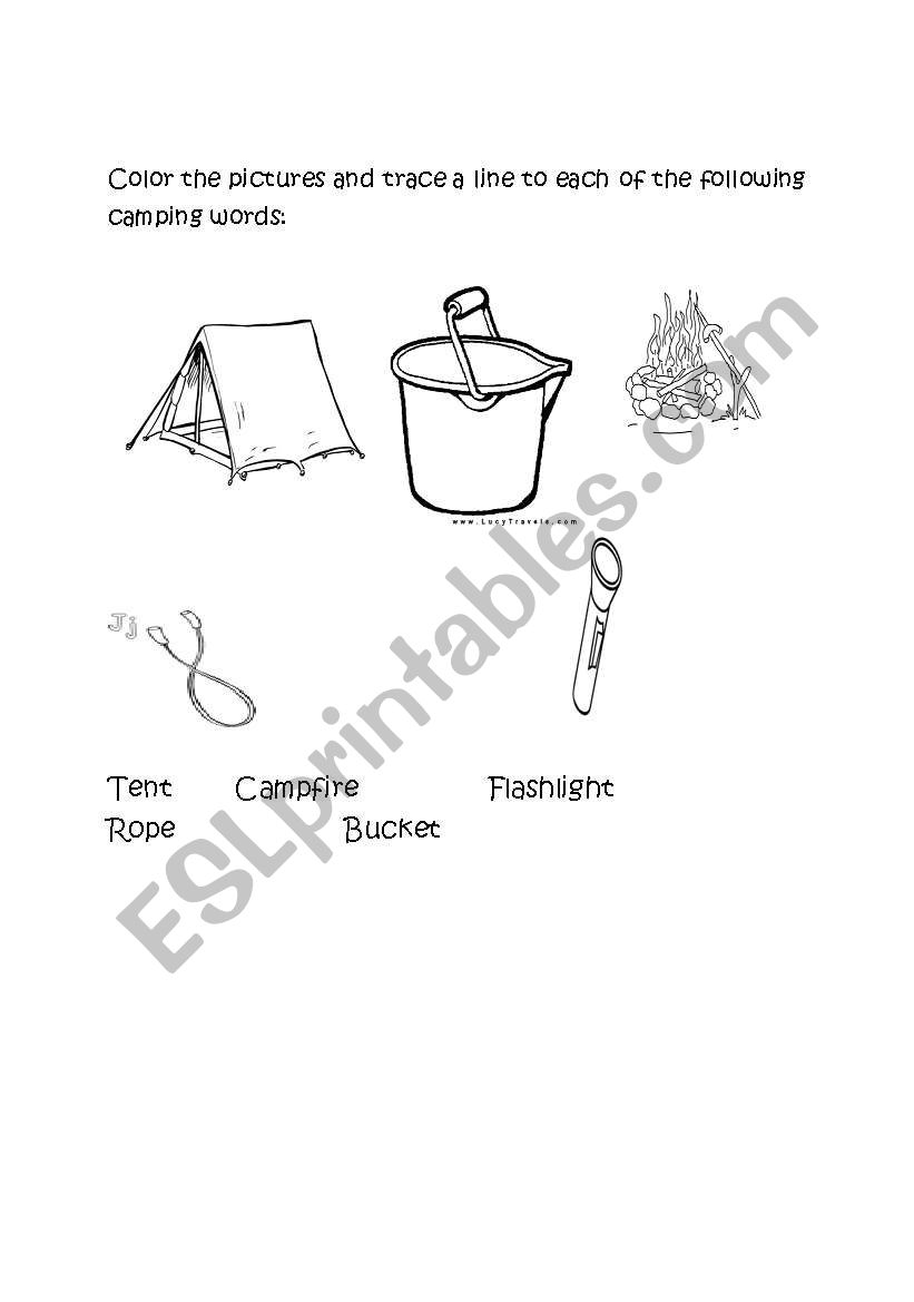 Camping vocabulary worksheet