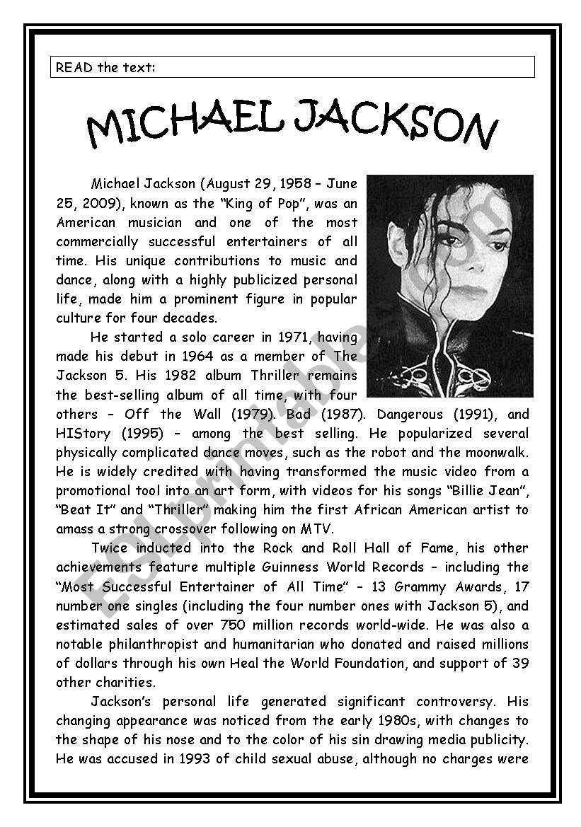 michael jackson biography past simple