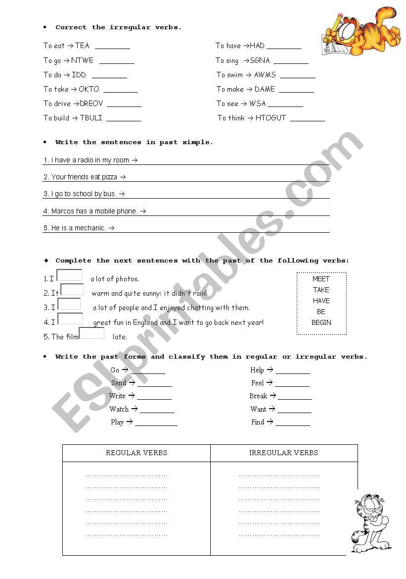 Past simple worksheet