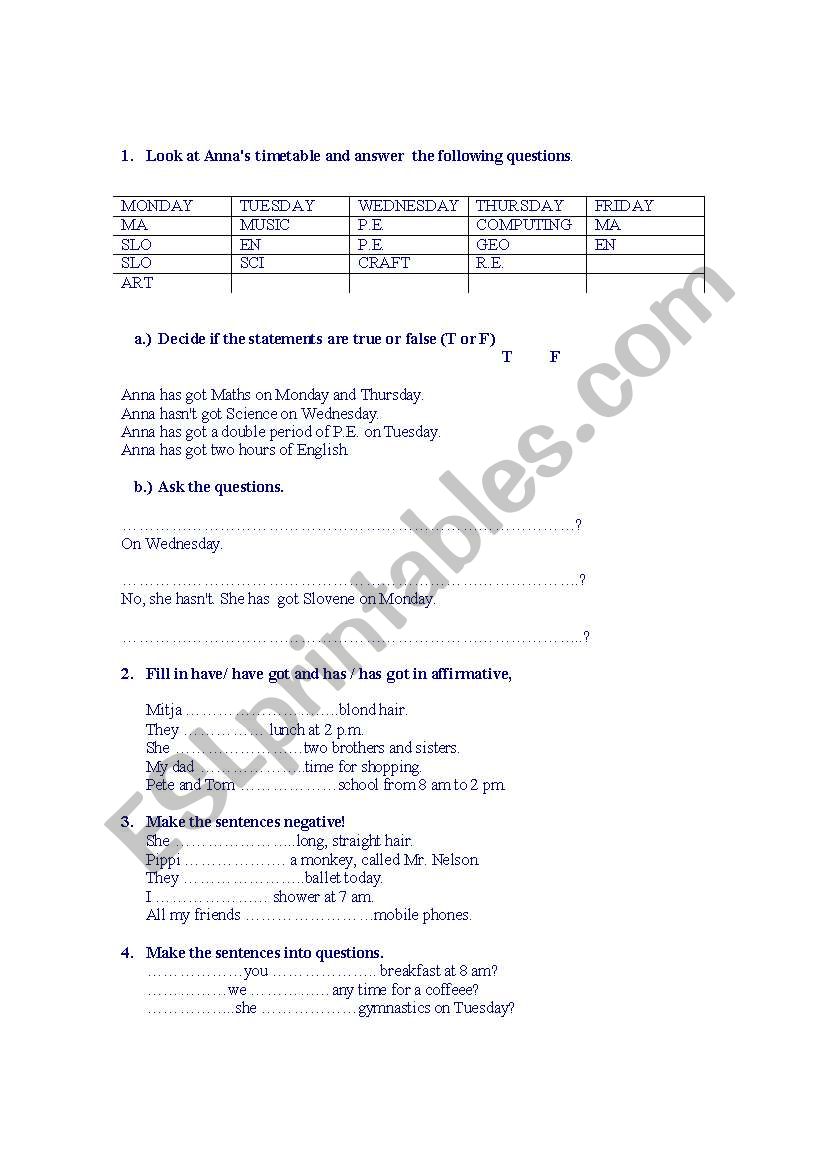 mixed grammar activities worksheet