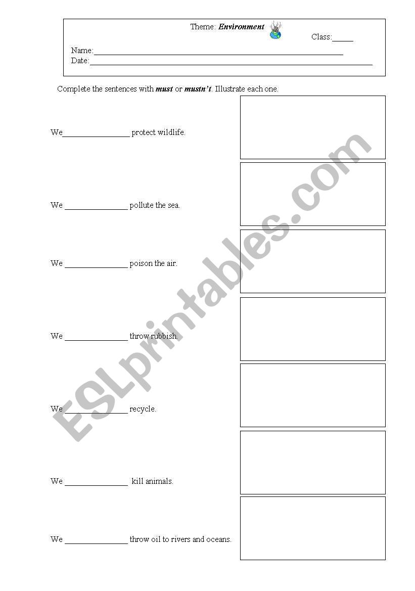 Environment worksheet