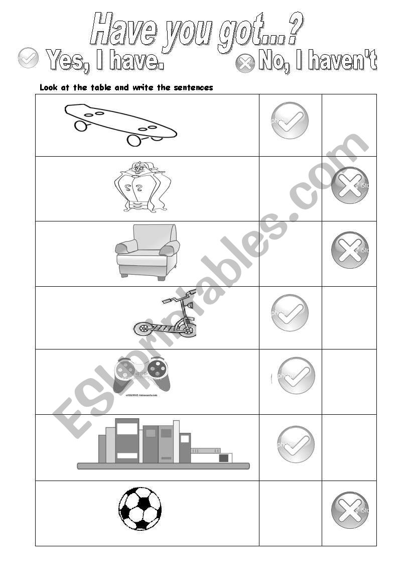 Have you got...? worksheet