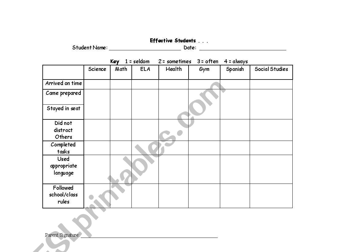behavior tracking sheet worksheet