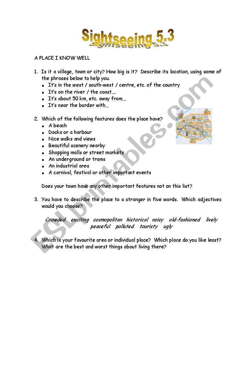 A place I know well worksheet