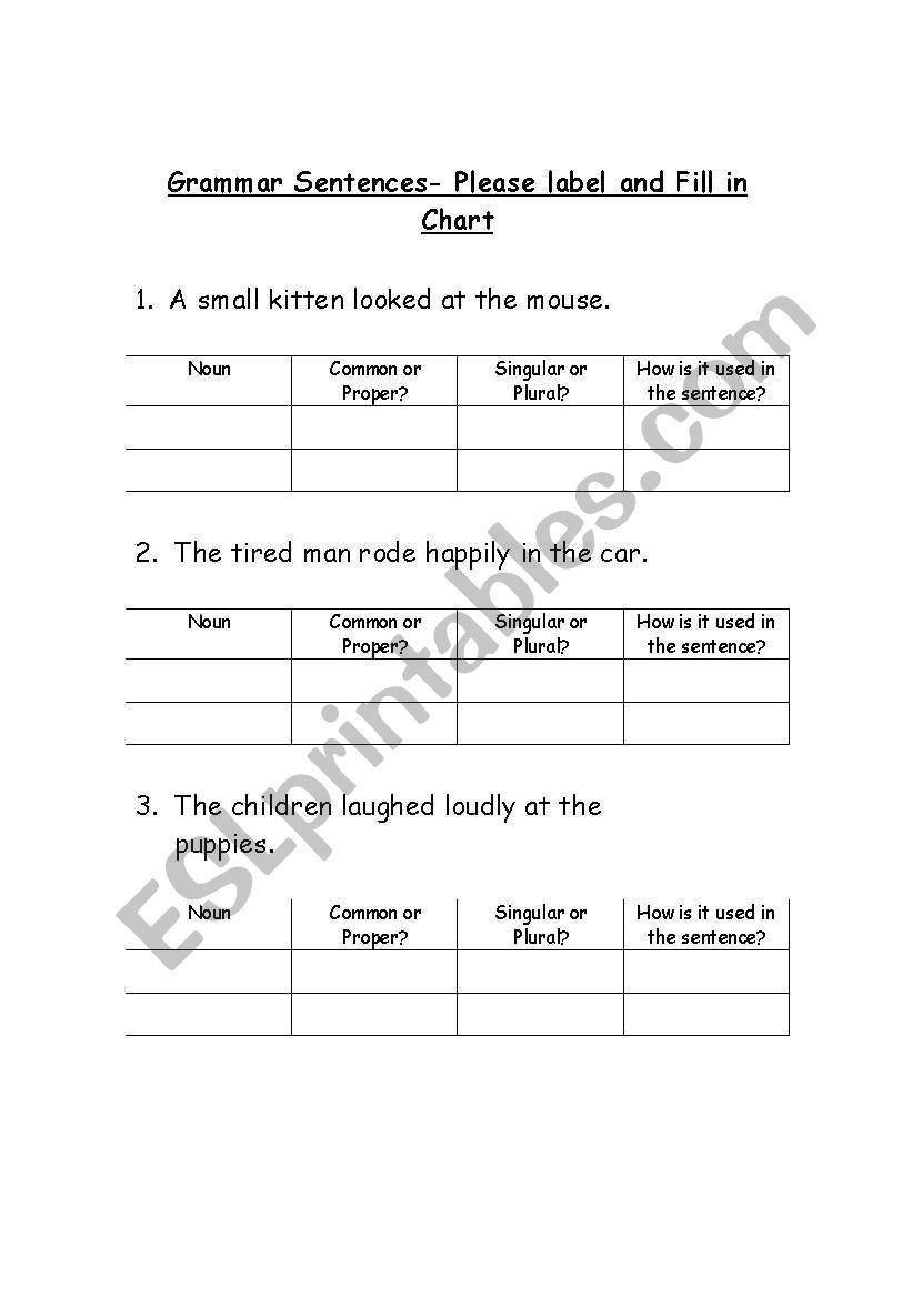 Grammar Exercise worksheet