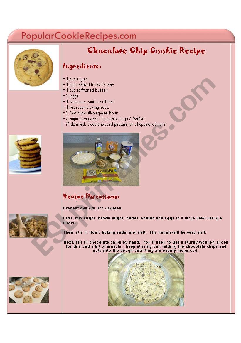 Let´s Make Chocolate Chip Cookies!! - ESL worksheet by LoriLdos Anjos