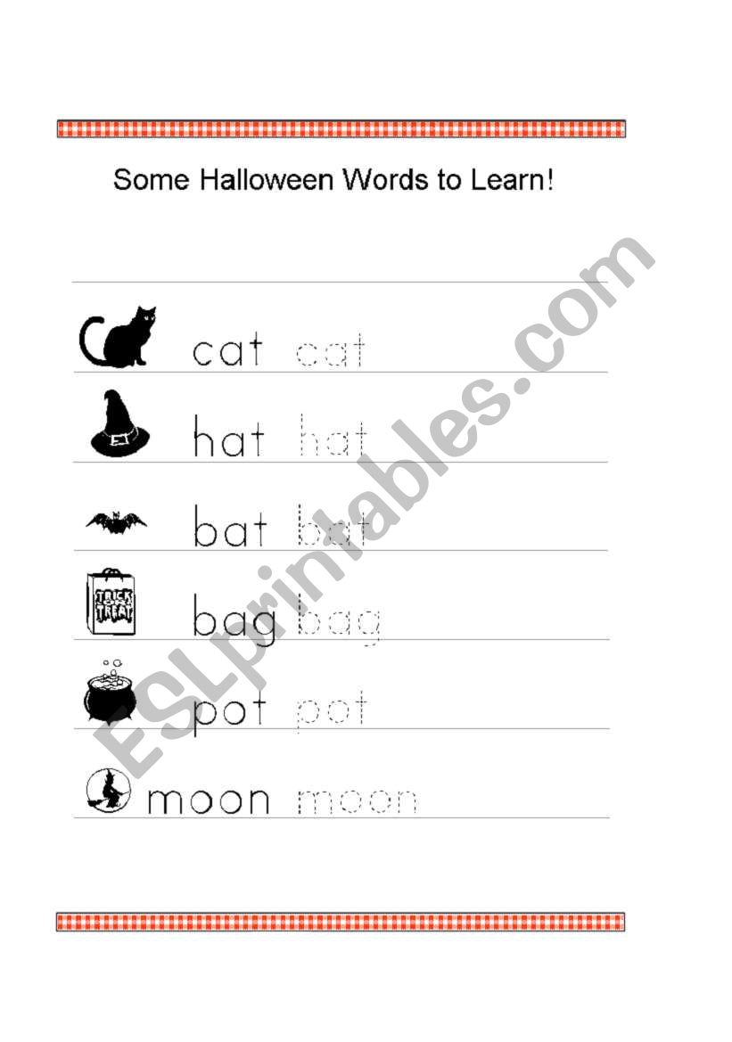 Halloween Words to learn worksheet