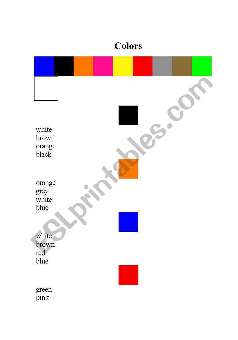 colors worksheet