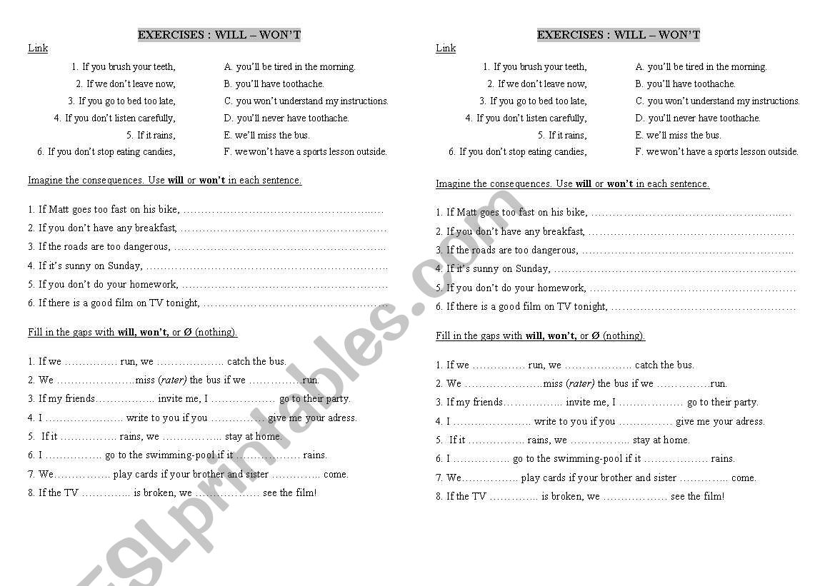 Future will won´t - ESL worksheet by Lilibelle