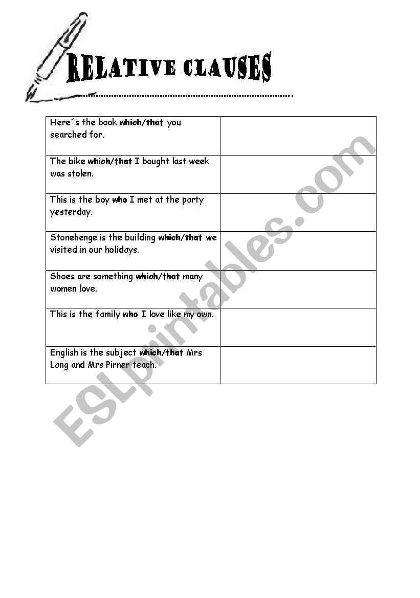 contact clauses worksheet