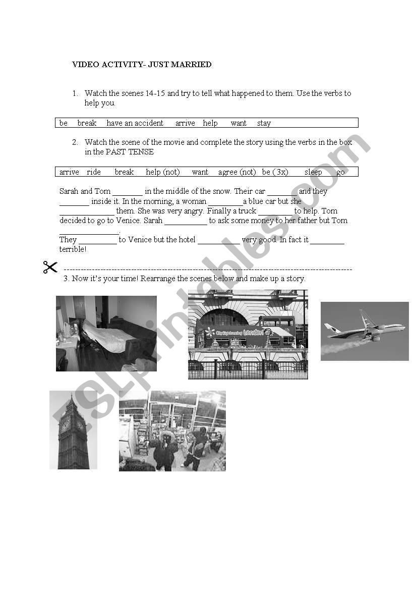 Movie activity - Just Married worksheet