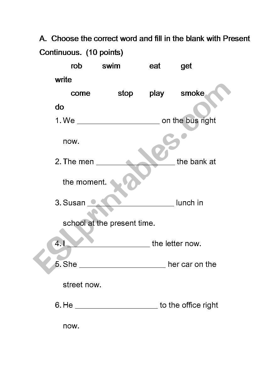 Grammar worksheet