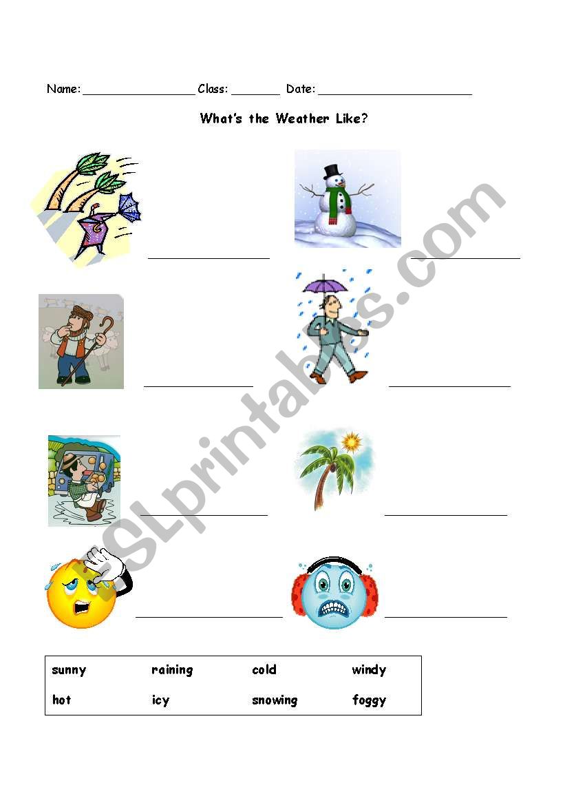 What´s the weather - ESL worksheet by onana