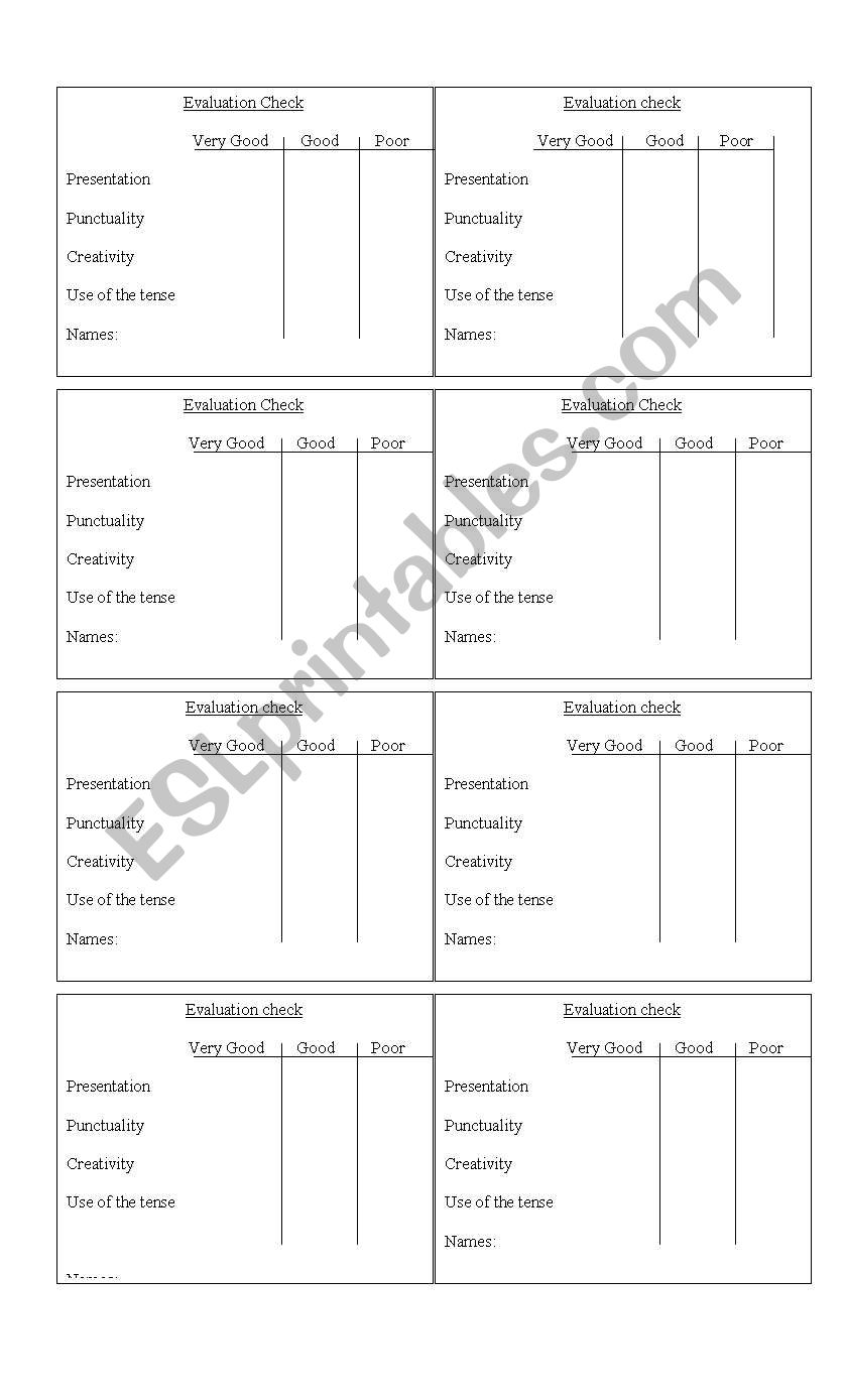 evaluation check worksheet