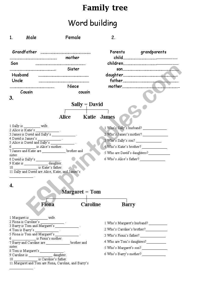 Family worksheet worksheet