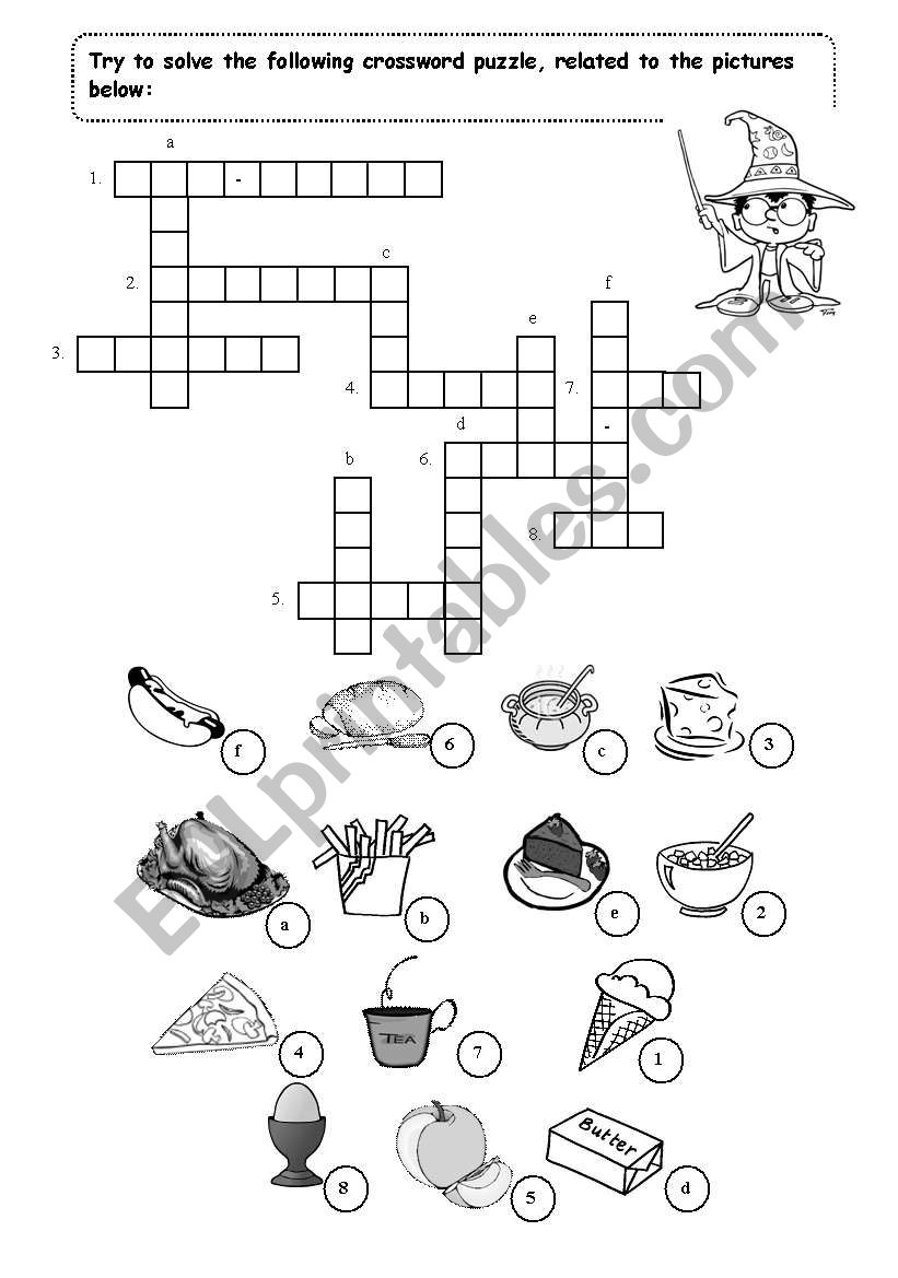 Food crossword Puzzle ESL Worksheet By Carla74