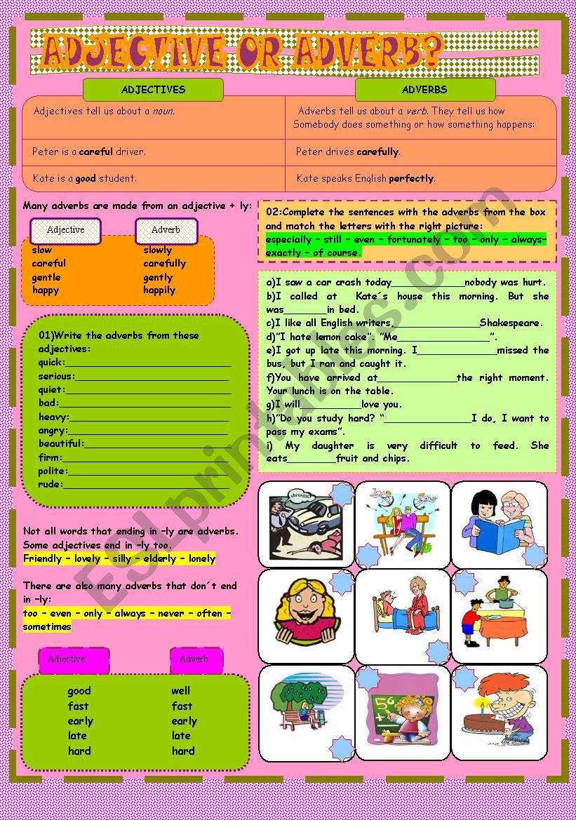 ADJECTIVE OR ADVERB ESL Worksheet By KELEN PRISCILA