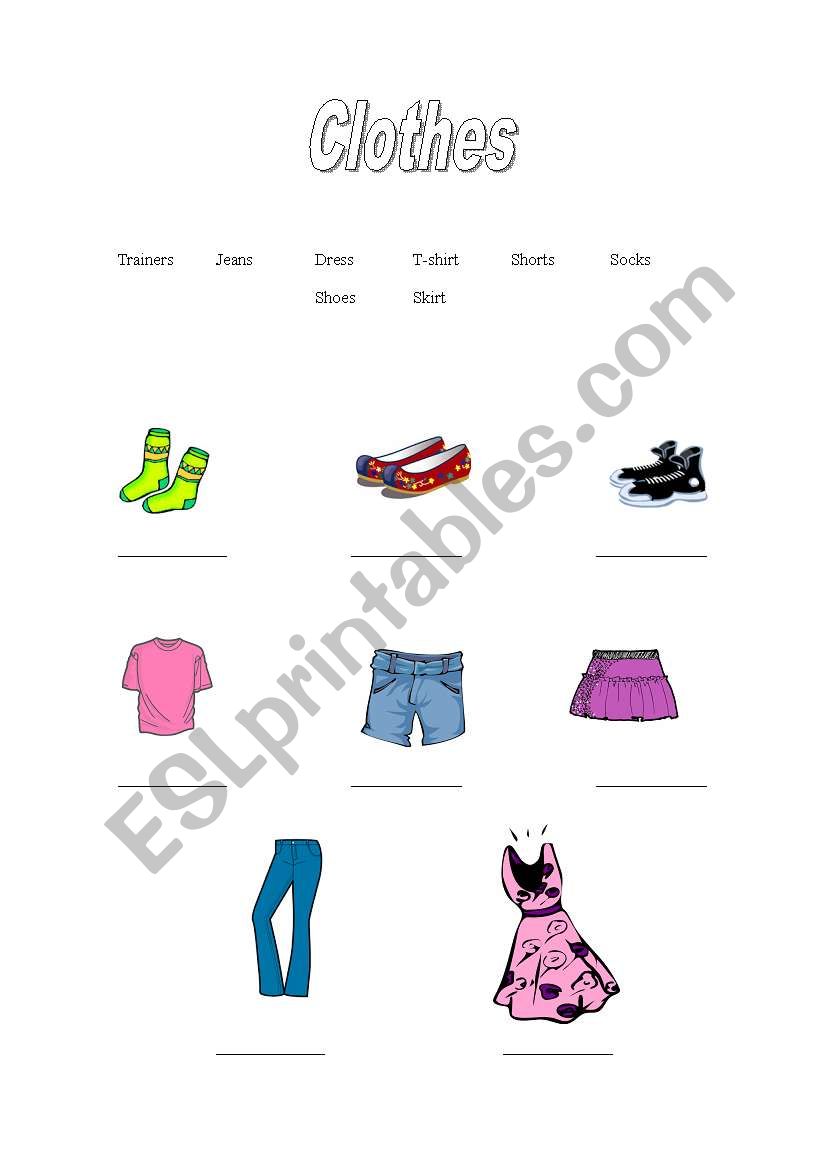 Clothes worksheet