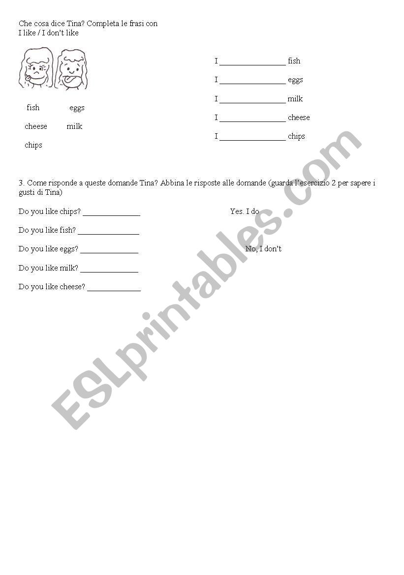 food worksheet