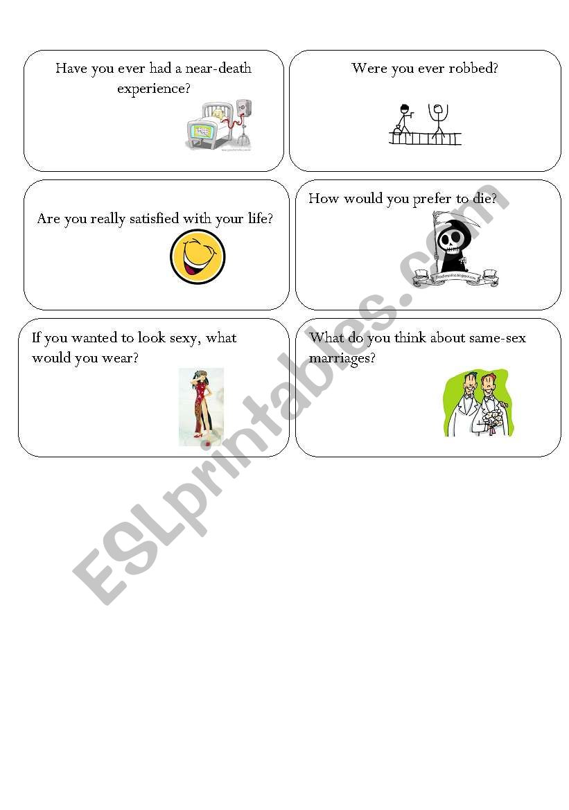 Conversation cards worksheet