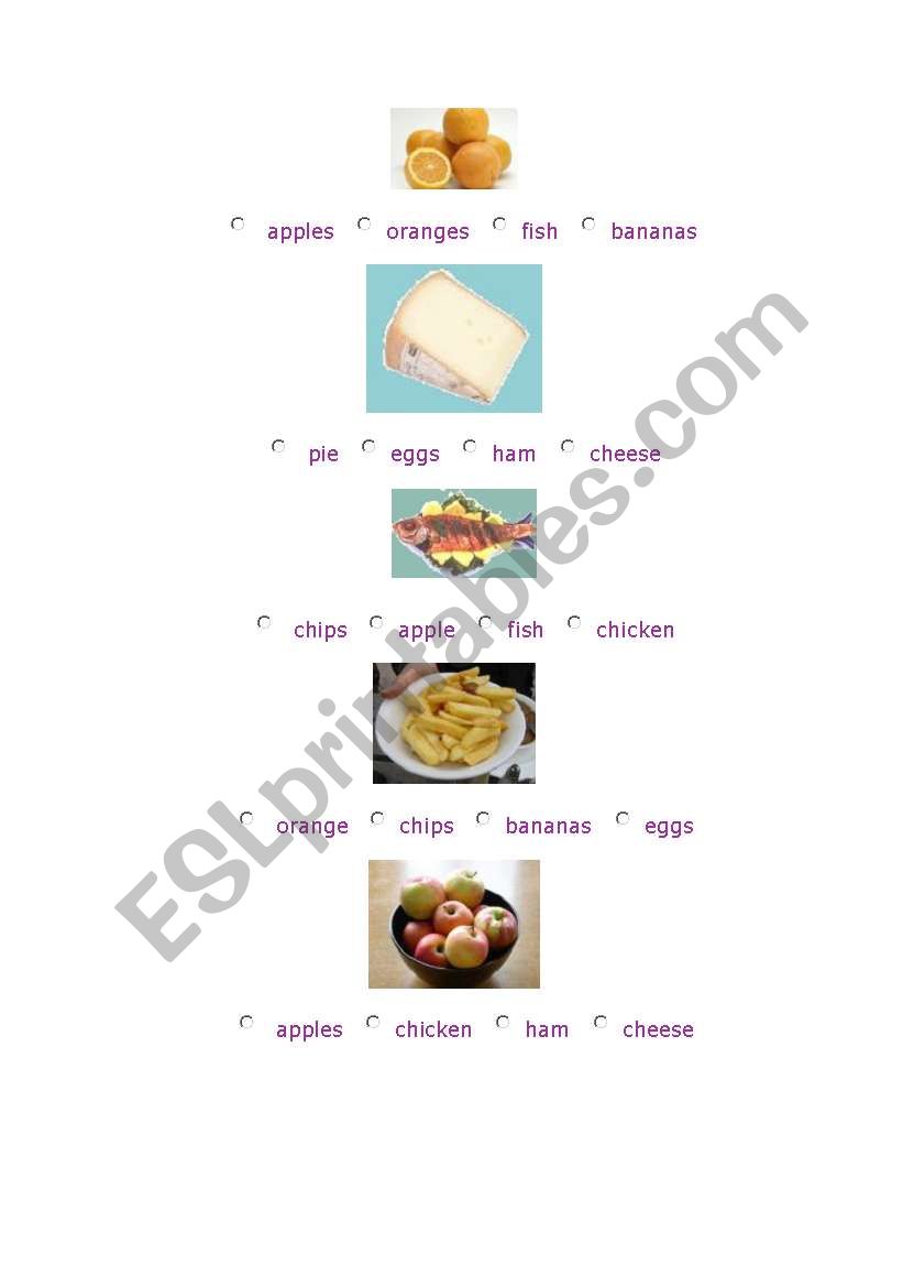 Food, comparative, superlative test