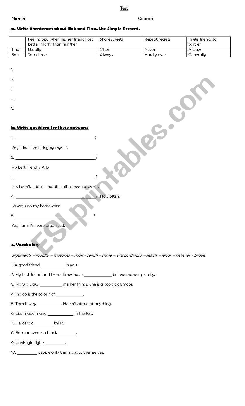 simple present quiz worksheet