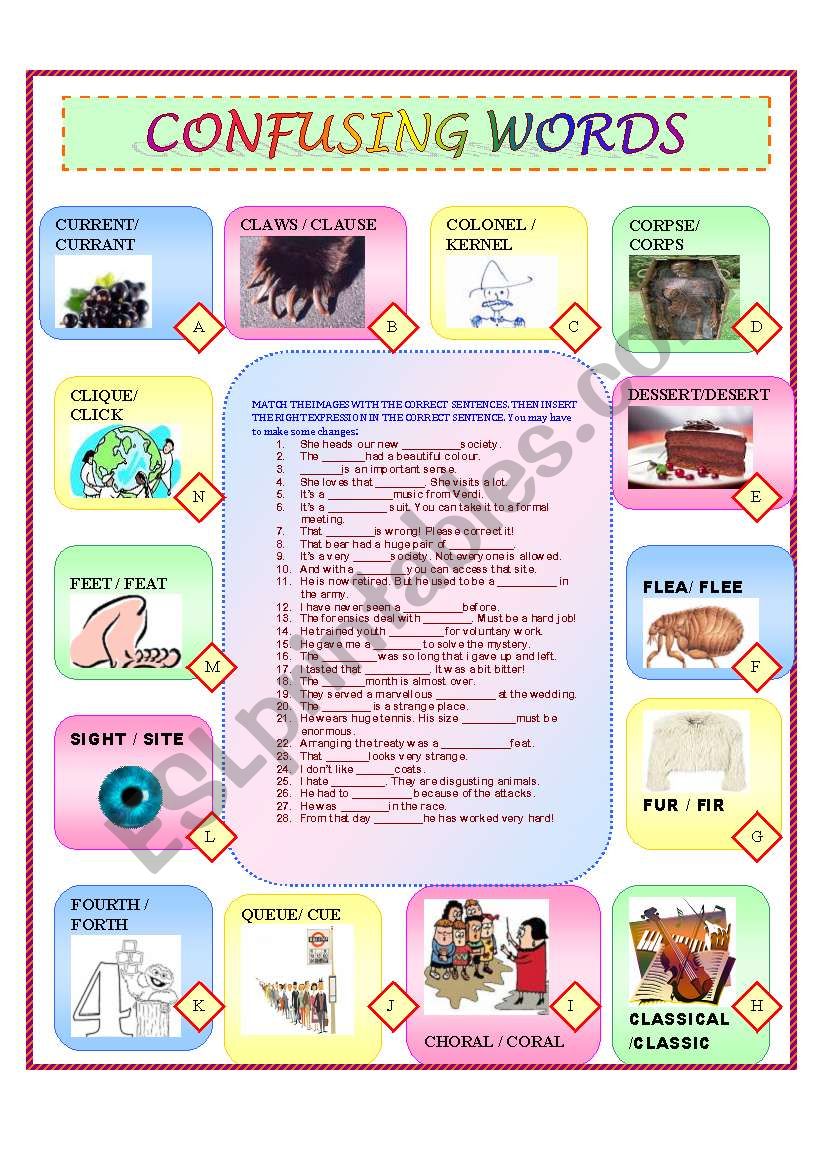  CONFUSING WORDS ESL Worksheet By Ascincoquinas