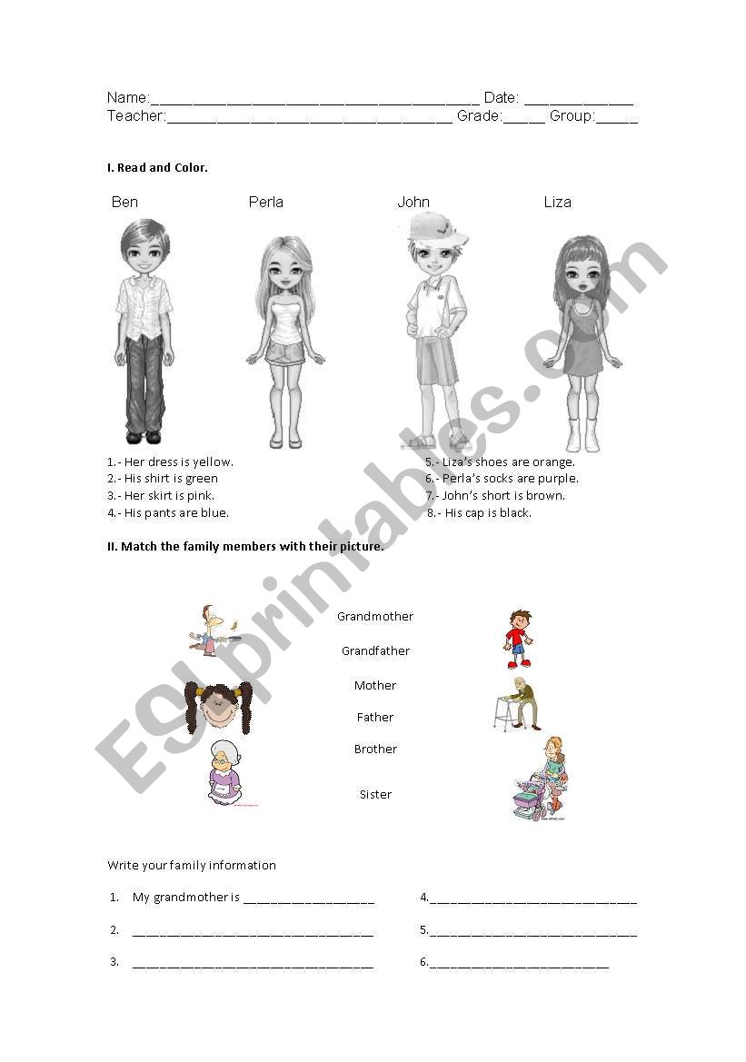 FAMILY worksheet