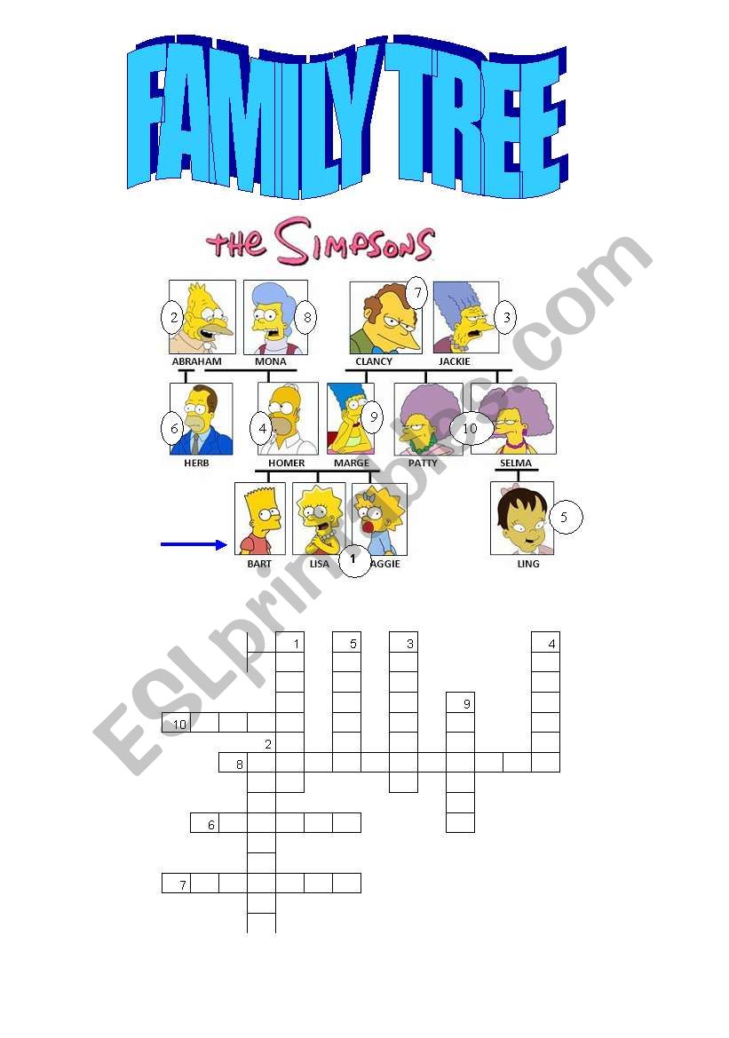 Family Tree The simpsons worksheet