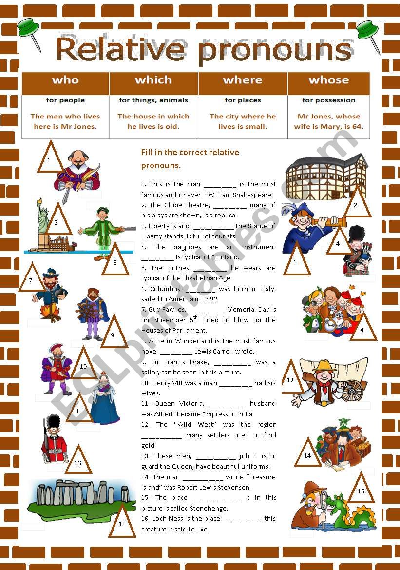 Relative Pronouns Where Which Who Whose ESL Worksheet By Poohbear