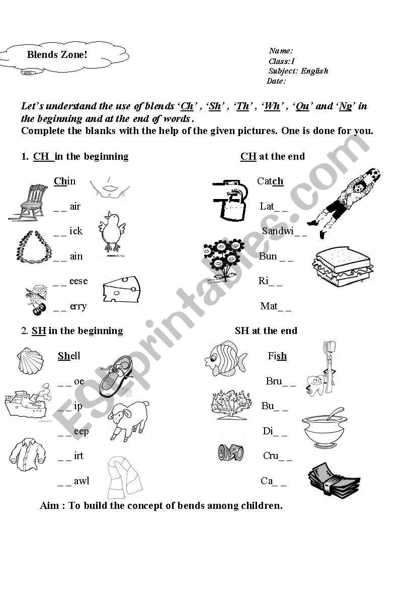 blends fun  worksheet