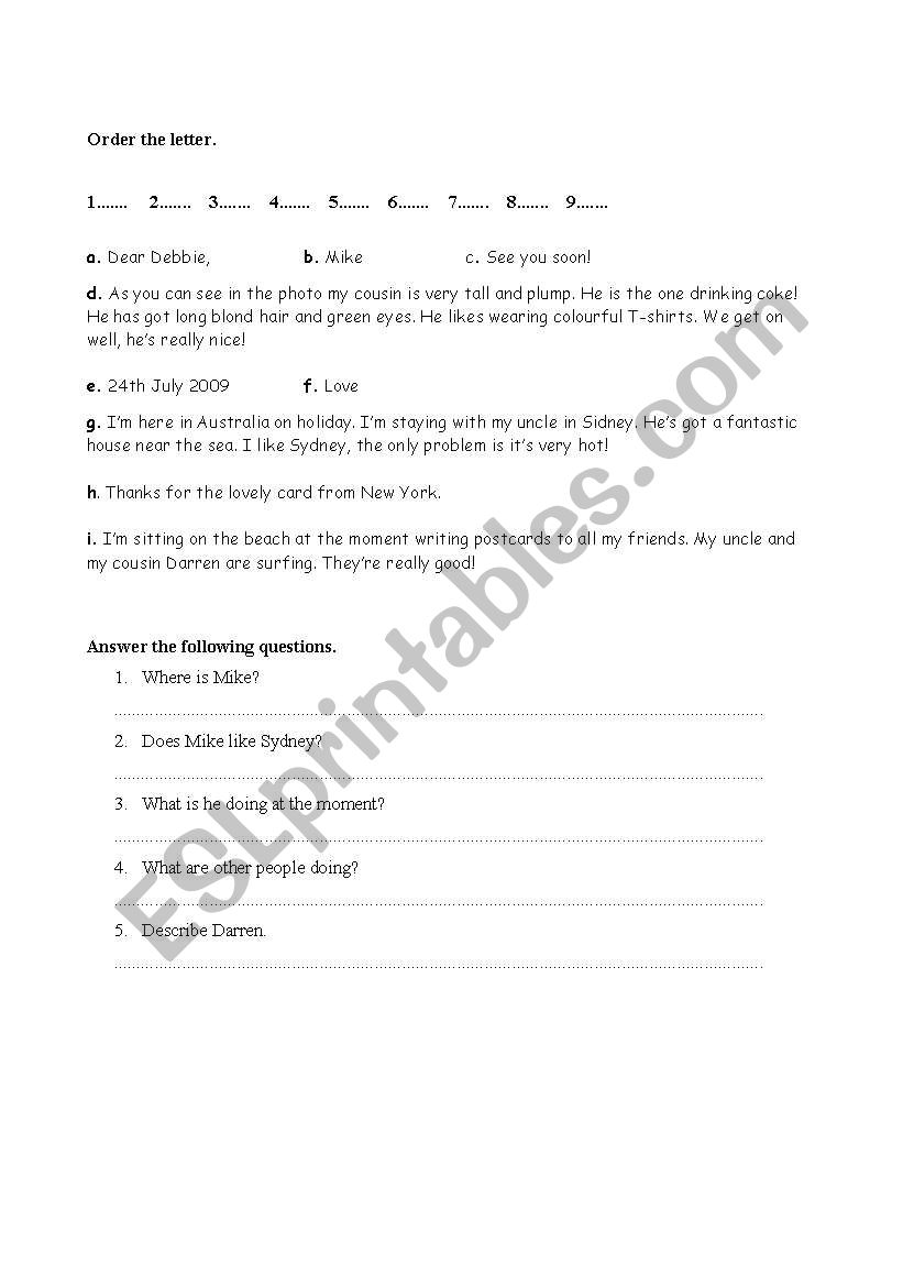 letter writing worksheet