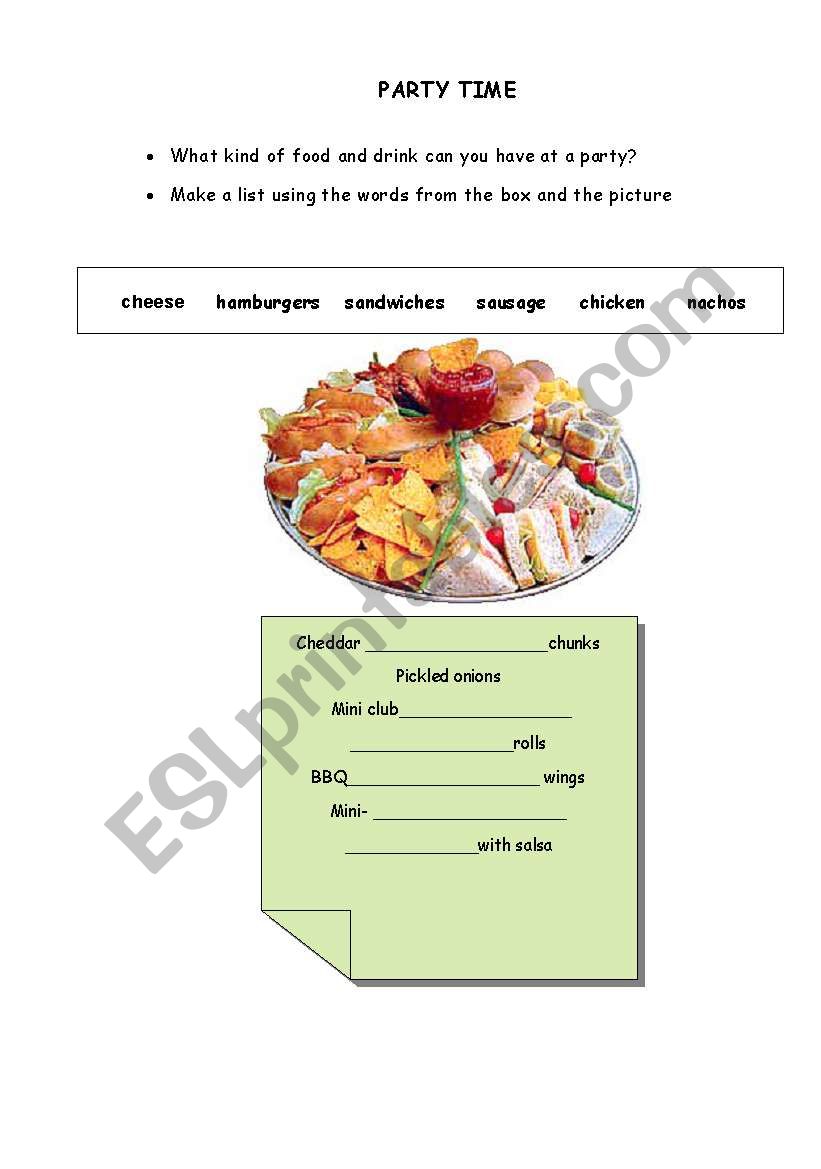 Party Time worksheet