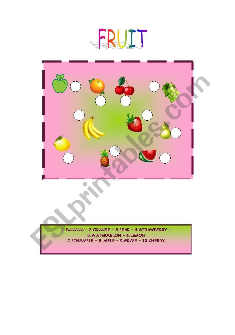 FRUIT worksheet