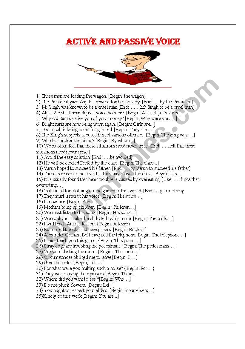 Active and Passive Voice worksheet