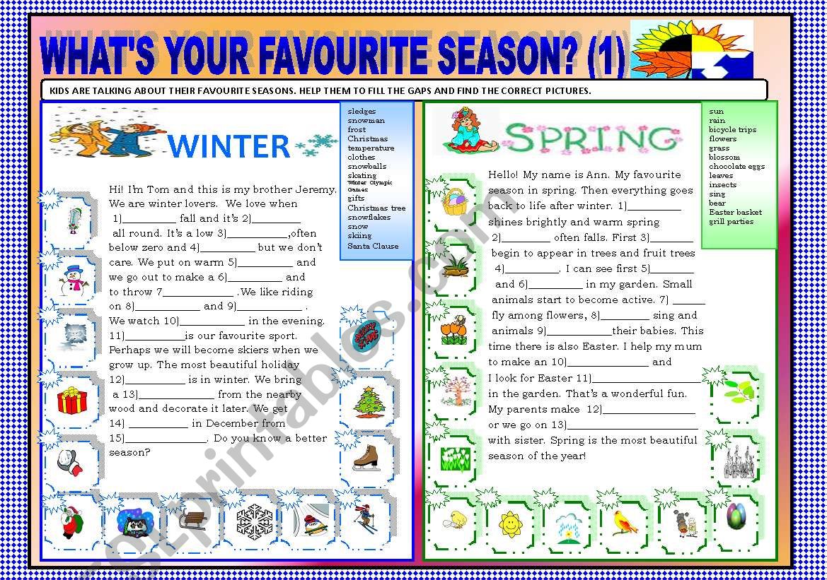 What´s Your Favourite Season Part 1 Esl Worksheet By Monder78 