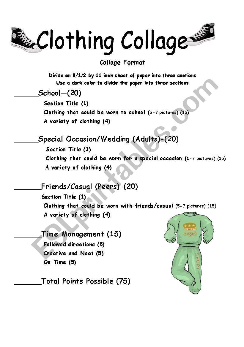 Clothing College worksheet