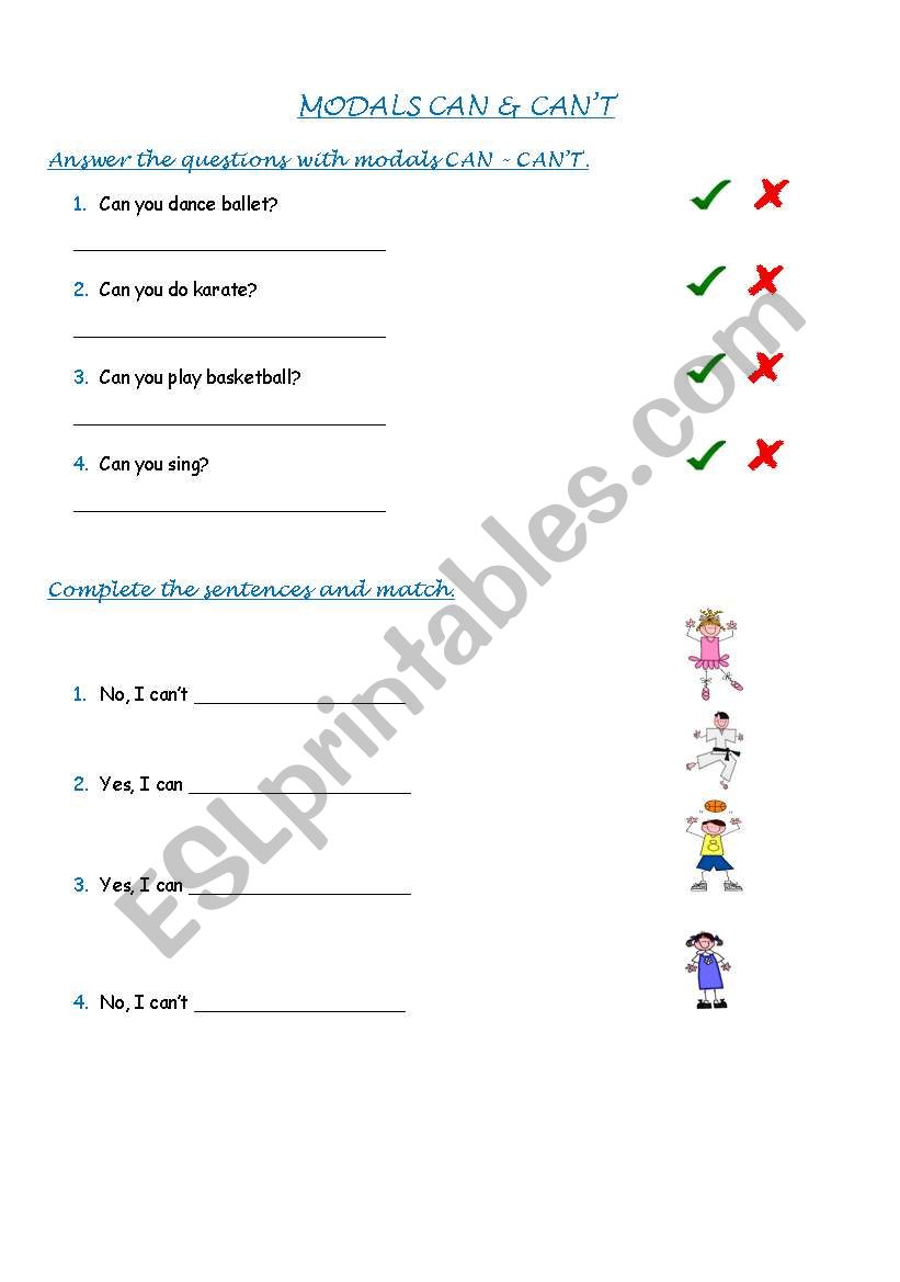modal can - cant worksheet
