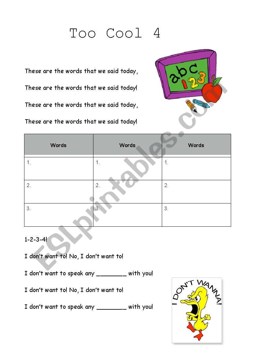 Too Cool 4 School Review Sheet