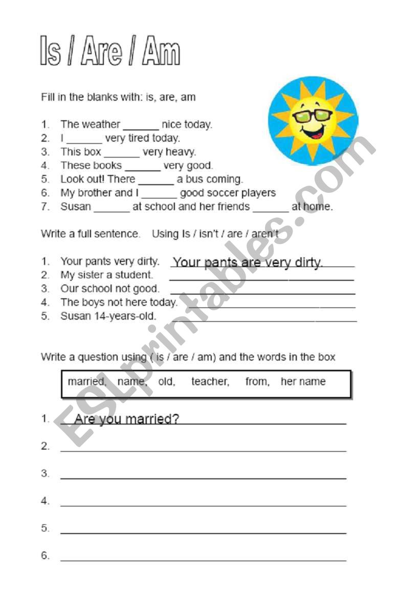 Verb To be worksheet