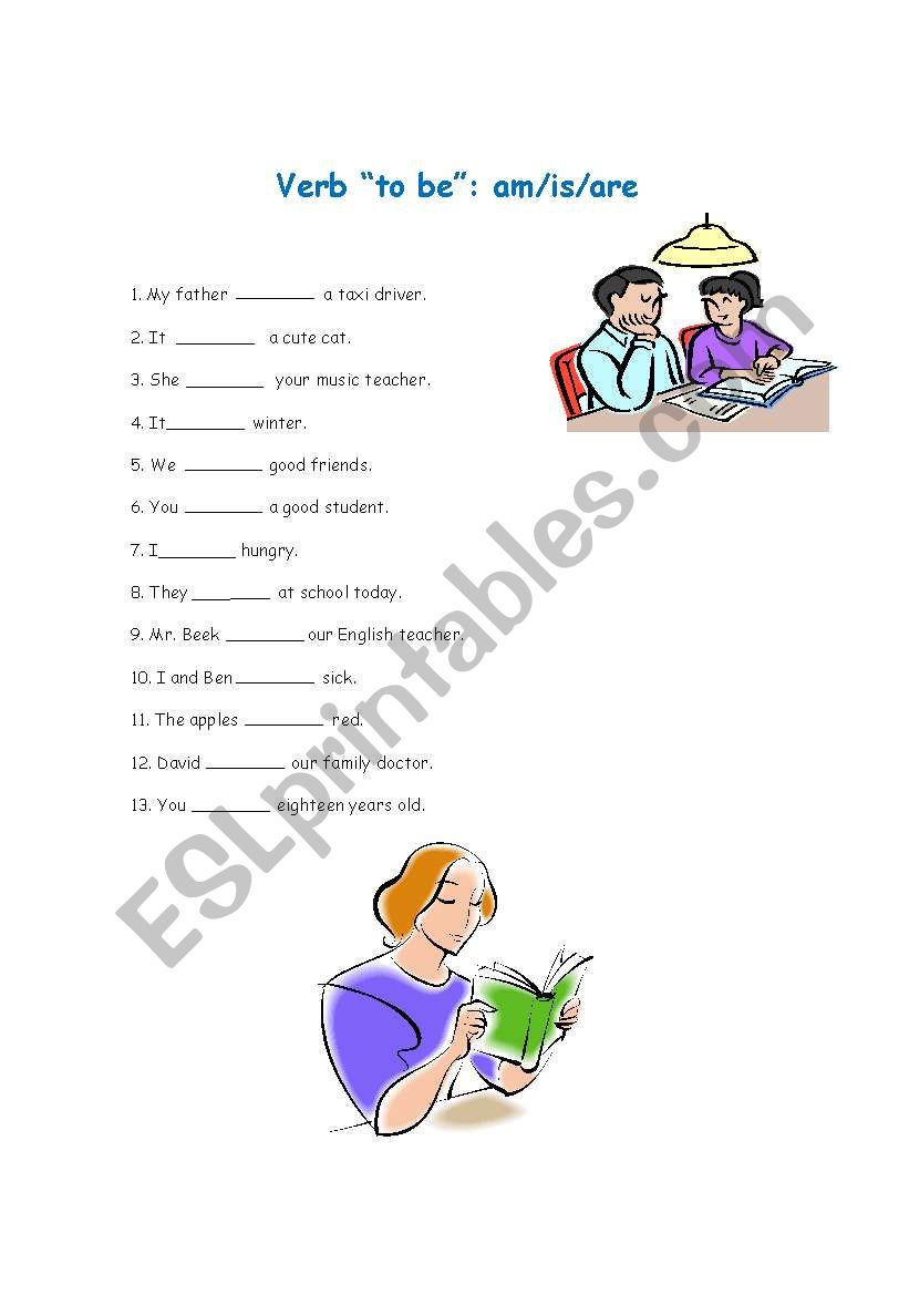 verb to be worksheet