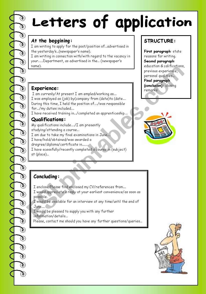 Letter Of Application ESL Worksheet By Truji78