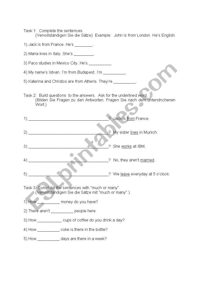 test for beginners worksheet