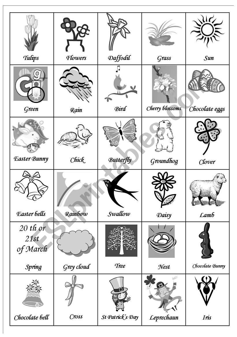 Spring Pictionary ESL Worksheet By Irish Girl