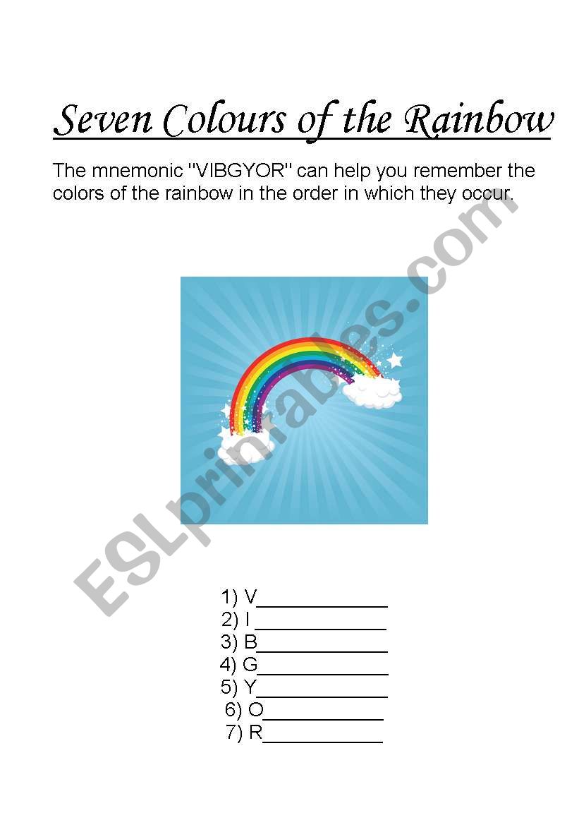 Colours of the Rainbow worksheet