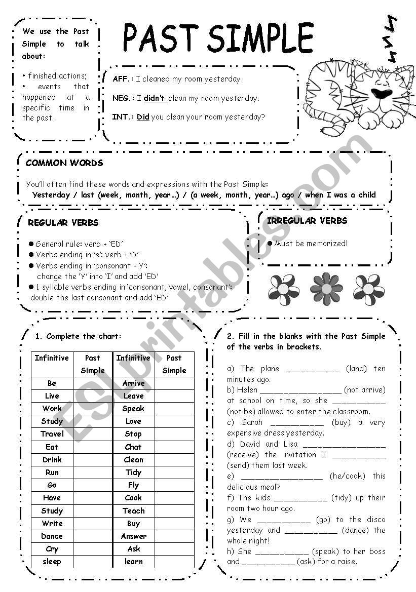 PAST SIMPLE EXERCISES ESL Worksheet By Elisabeteguerreiro