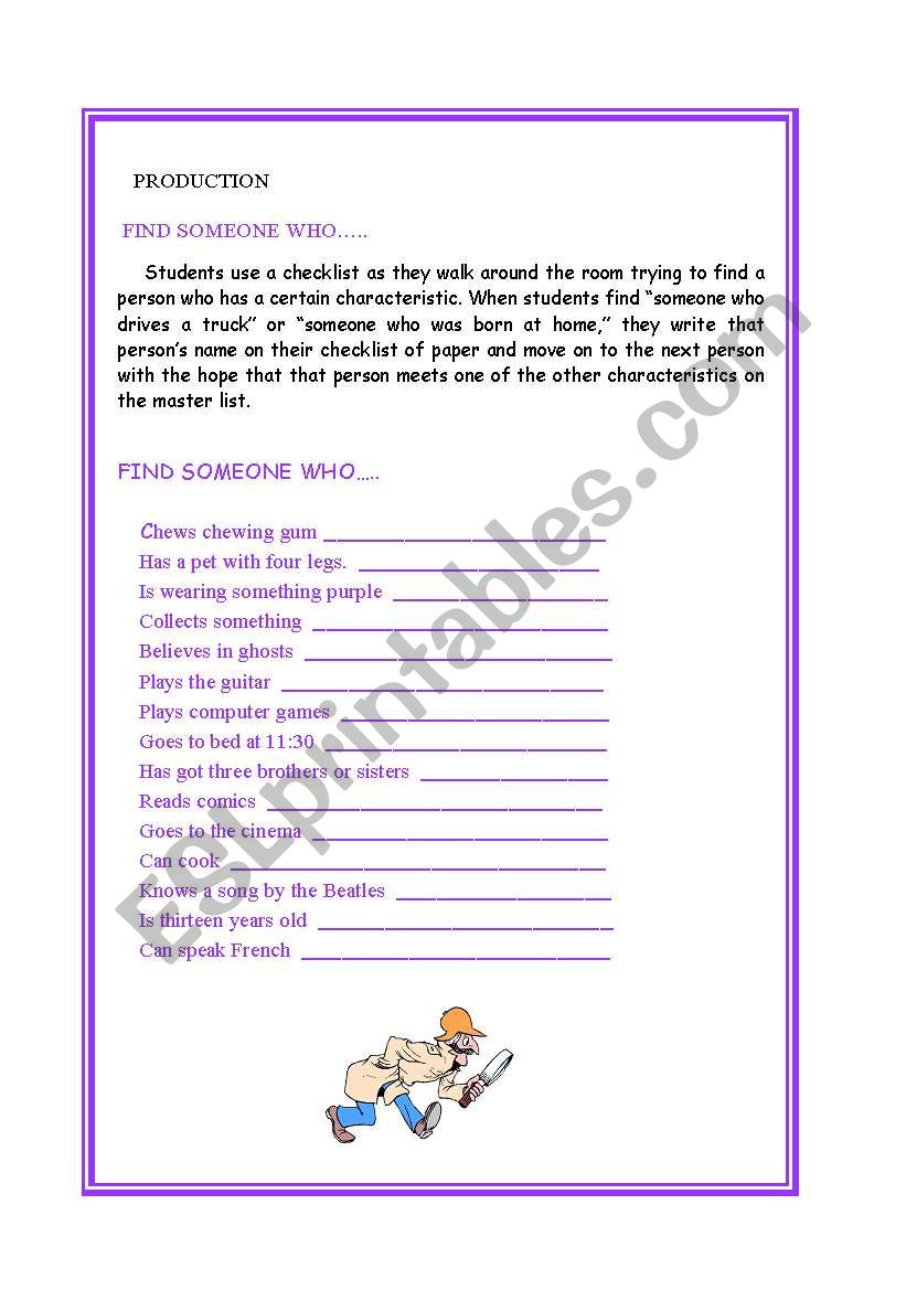 game: find someone who... worksheet