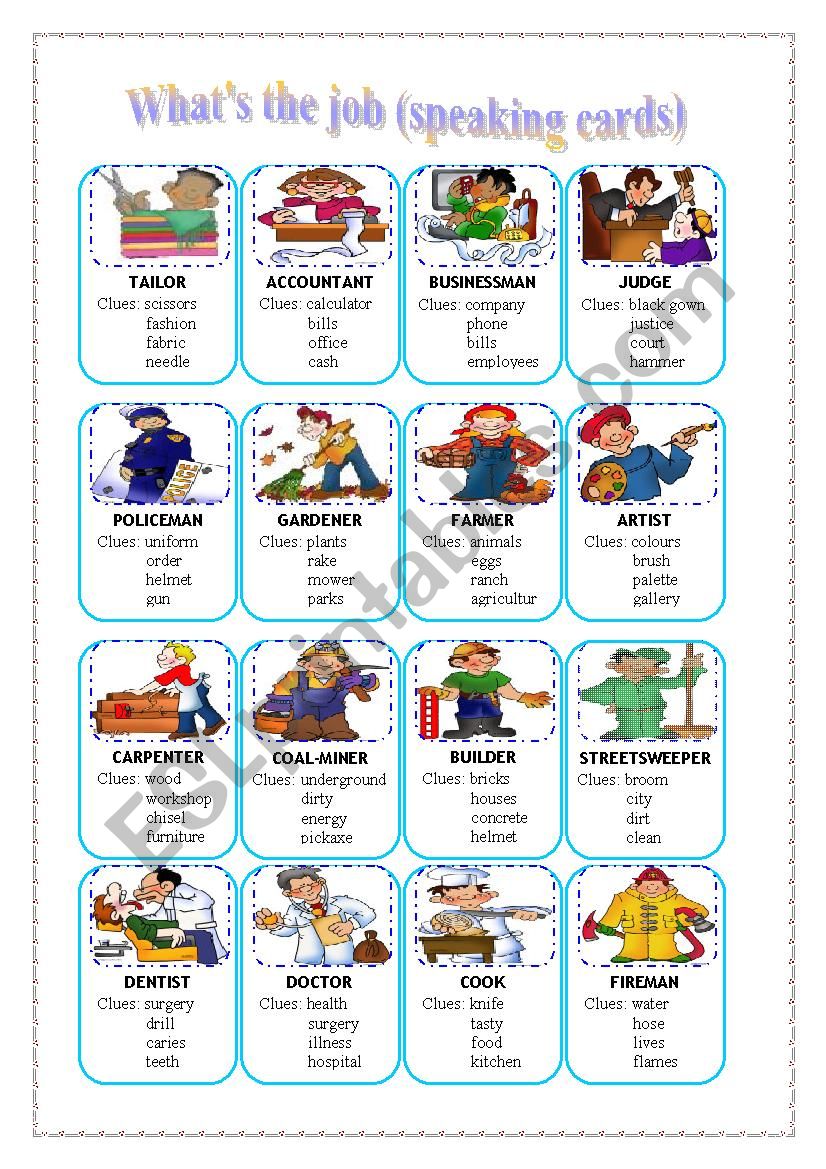 What´s the job - speaking cards (editable) - ESL worksheet by MJ_Misa