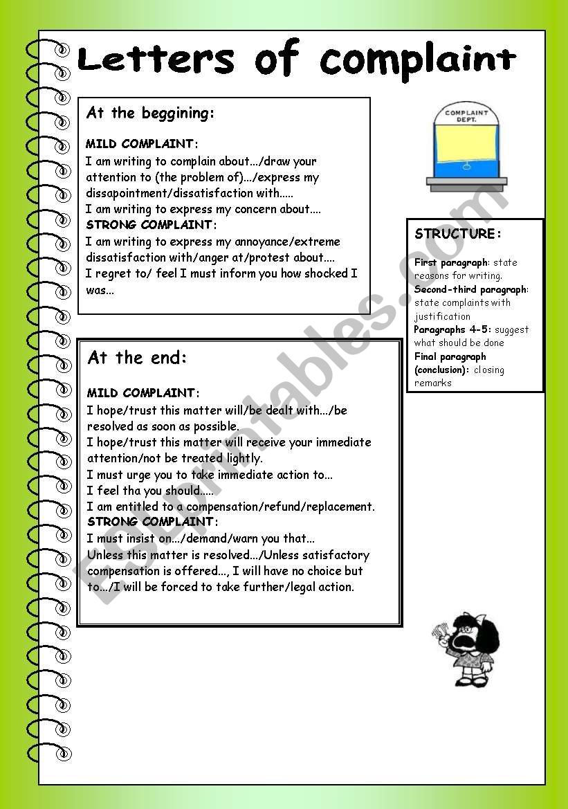 Letters Of Complaint ESL Worksheet By Truji78