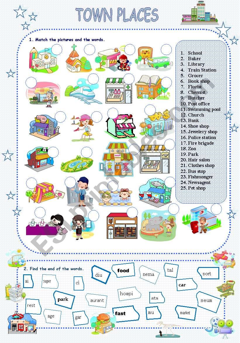 Places In Town Worksheet